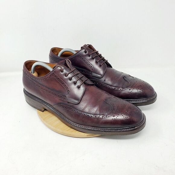 Campanile Shoes Mens 10 Brown Leather Wingtip Derby Full Brogue Medallion Oxford - Picture 7 of 14